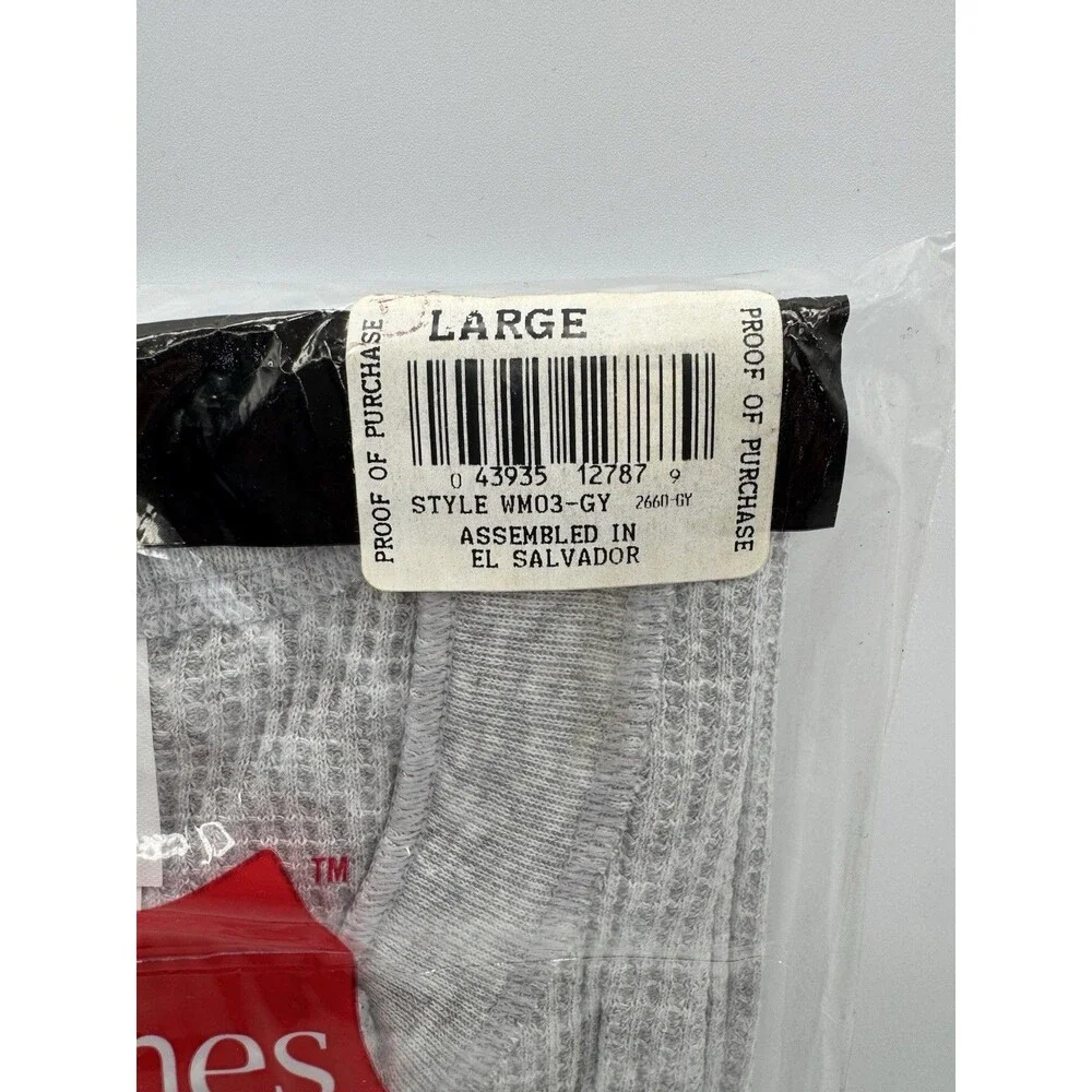 Hanes Men’s Thermal 3-Button Henley Large NOS Y2K 2001 Sealed